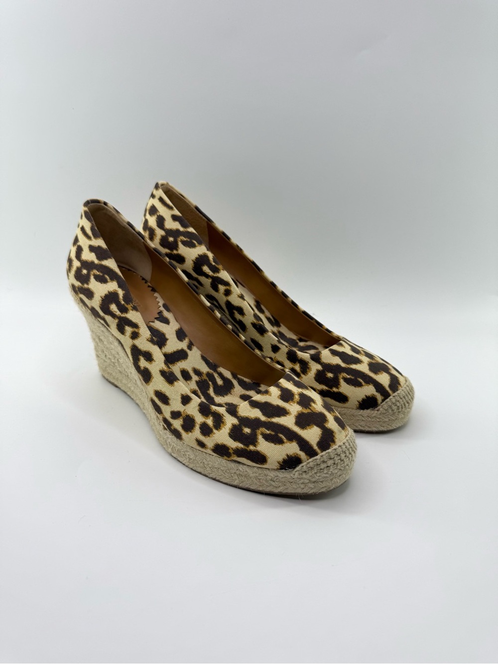 J Crew Factory Seville Leopard Espadrille Wedge Pumps Tan/Brown Women’s 7 - Picture 7 of 13